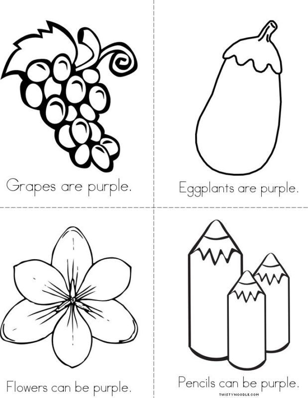 Free Printable Preschool Coloring Pages Things That Are Purple