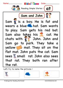 Kindergarten worksheets at word family Comprehension