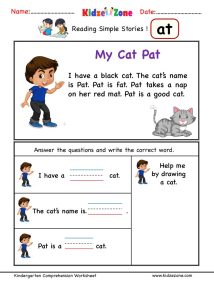 Kindergarten worksheets at word family reading Comprehension 2