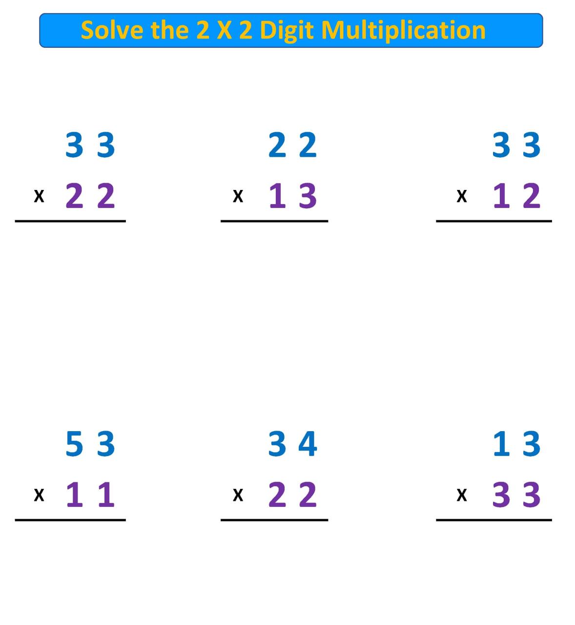 Multiplication With Two Digits Worksheets