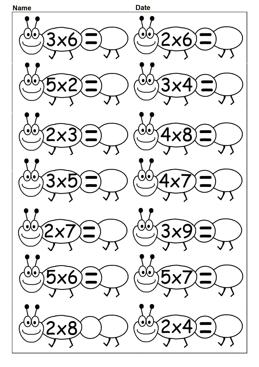 Multiplication Coloring Sheet Free
