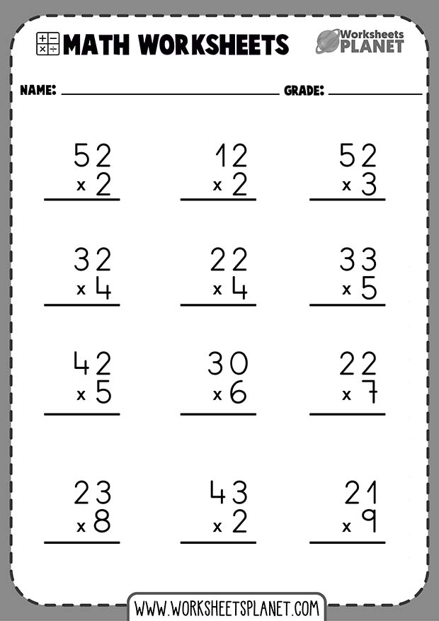 Multiplying Double Digit Numbers Worksheets