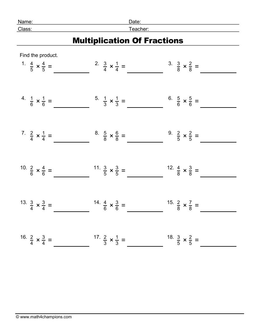Multiplying Fractions Coloring Worksheets Pdf