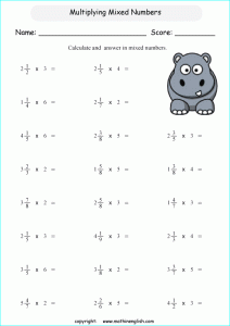Multiplying Fractions With Whole Numbers Worksheet grade 6