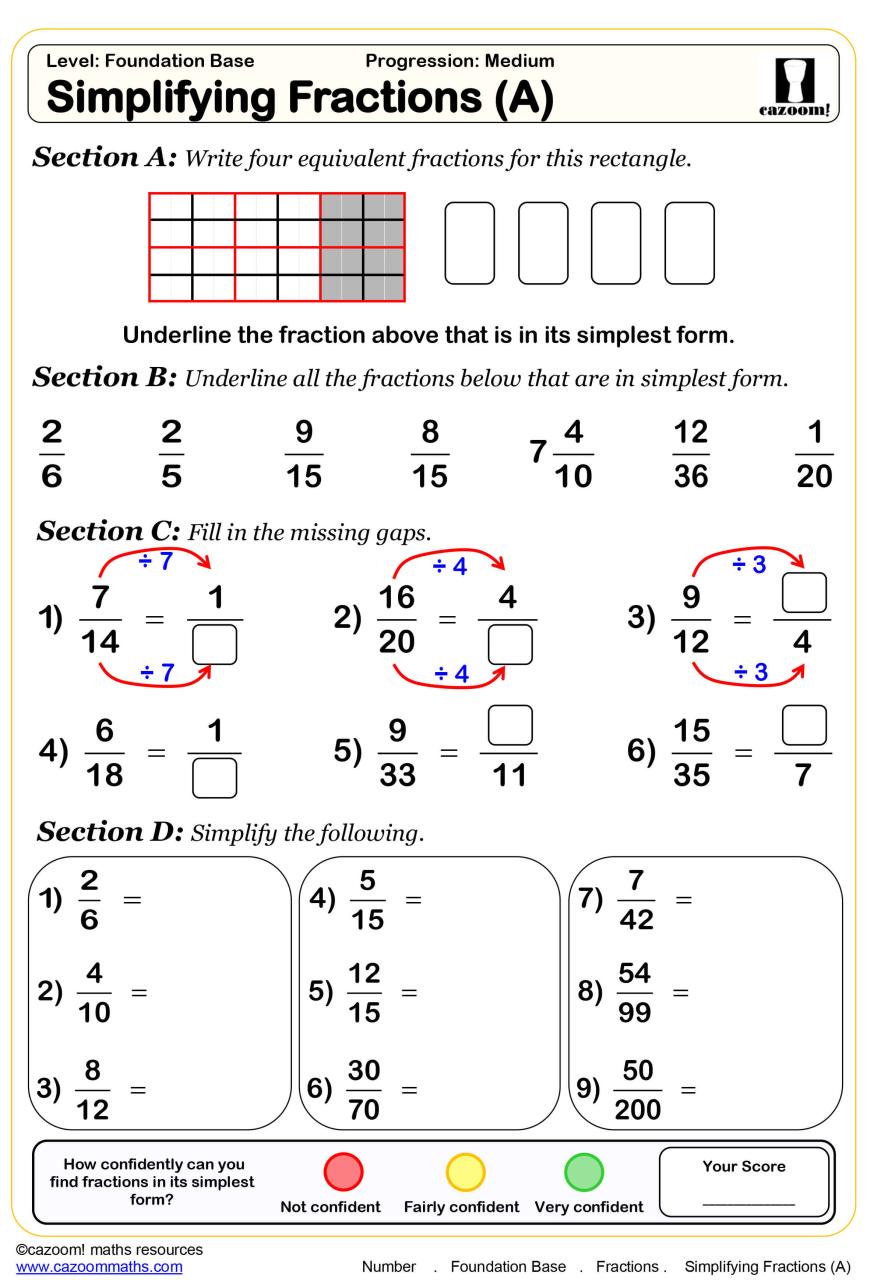 Grade 7 Math Worksheets Fractions