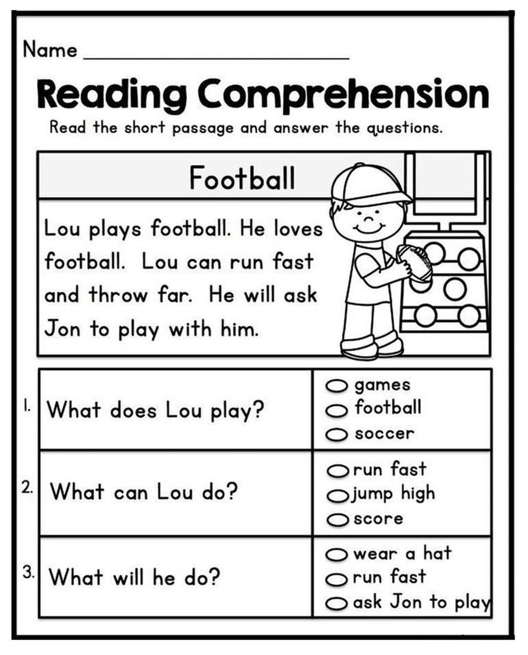 Reading Comprehension Worksheets For First Graders
