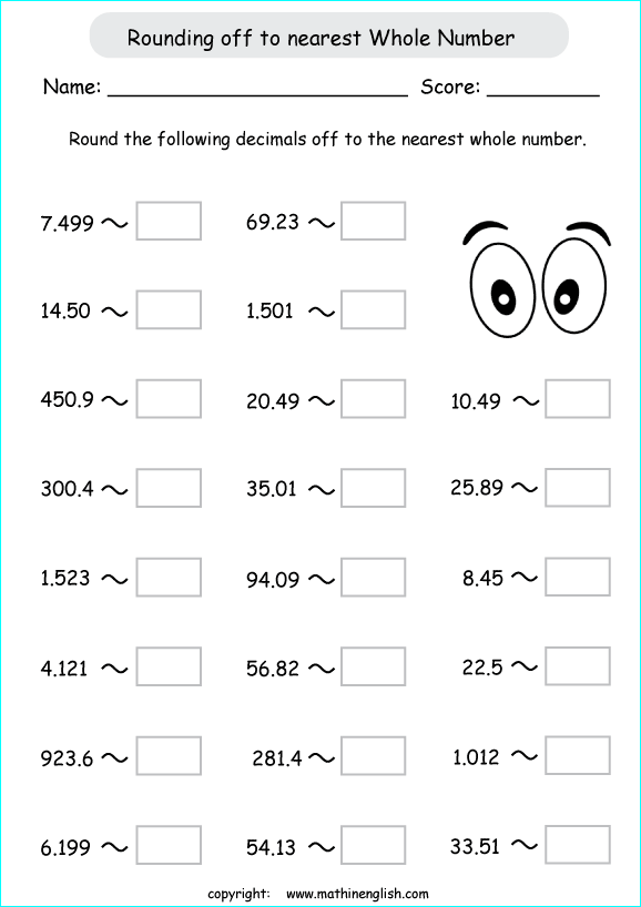 Math Worksheets Grade 6 Whole Numbers