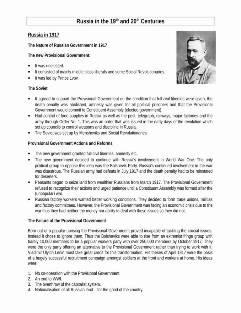 The Russian Revolution Worksheet Answer Key