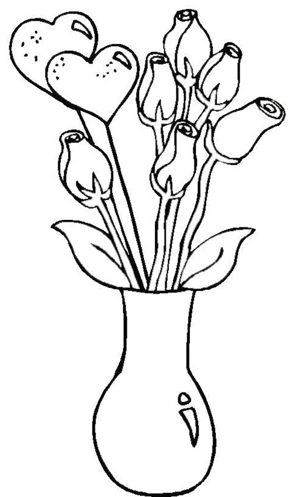 Coloring Pages Of Flowers In A Vase