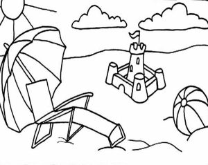 Summertime At Beautiful Beach Coloring Page Download & Print Online