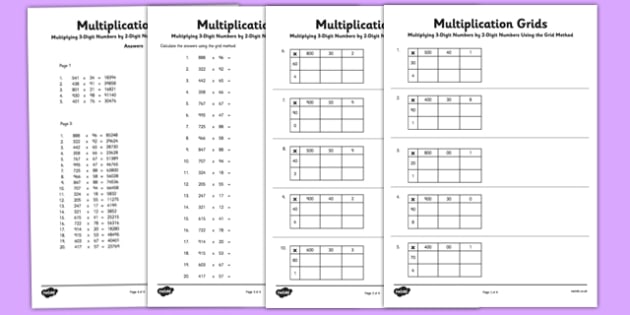 Area Model Multiplication Worksheet 3-Digit By 1 Digit