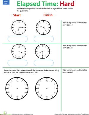 Elapsed Time Worksheets Grade 5