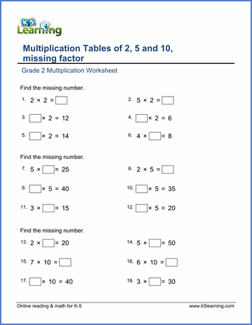 Times Tables Worksheets 2 5 10