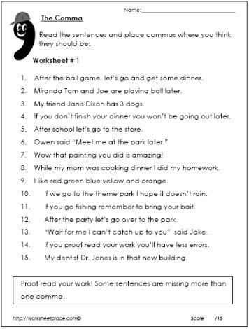Punctuation Worksheets With Answers For Grade 5
