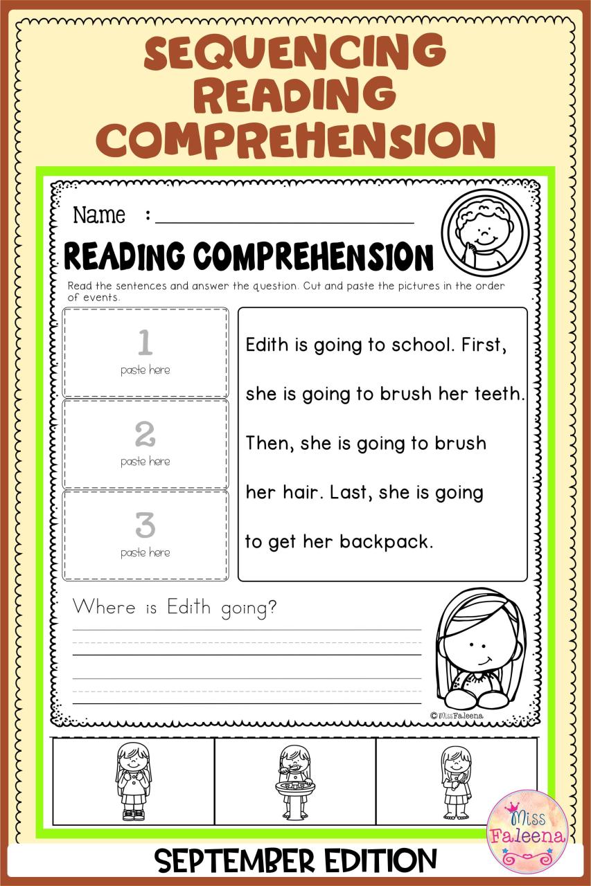 September Sequencing Reading Comprehension Reading comprehension