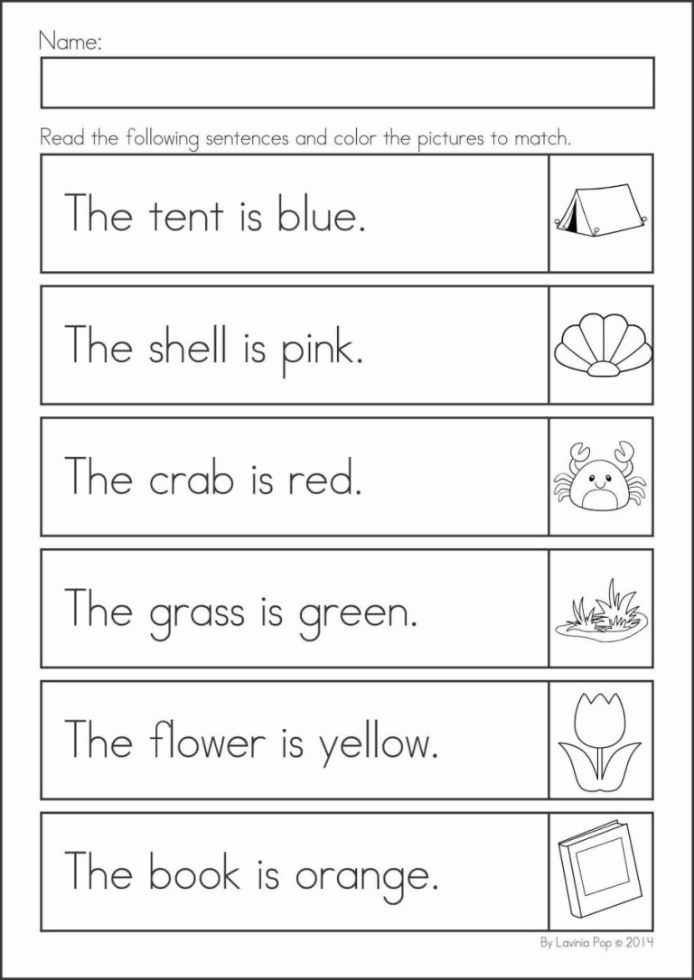 Pre Kindergarten Reading Worksheets