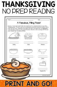 Thanksgiving Math Worksheets and Thanksgiving Reading Activities NO