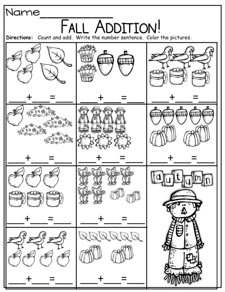 Simple Math Worksheets For 1St Grade