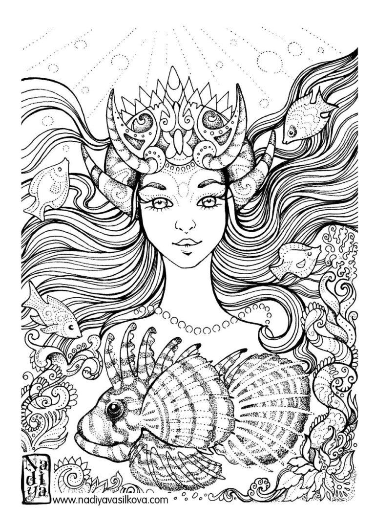 Mermaid Coloring Pages Hard