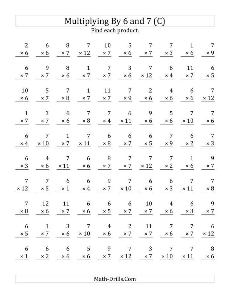 7th Grade Multiplication And Division Worksheets