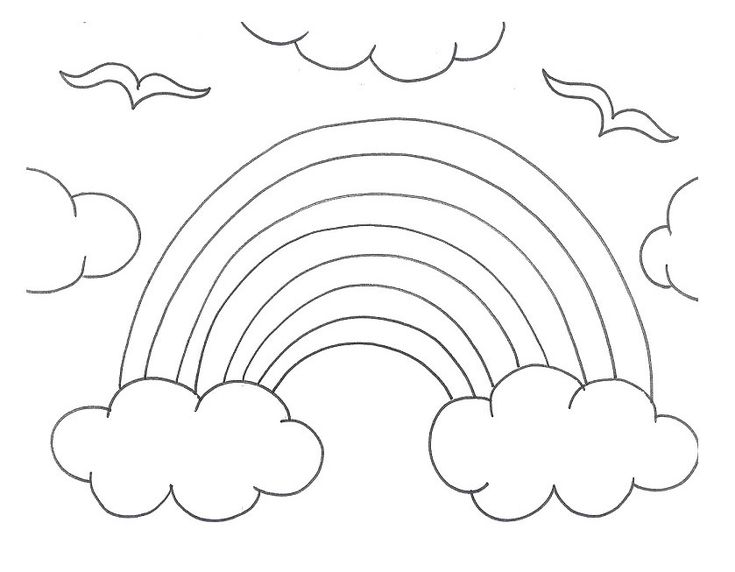 Rainbow Coloring Page With Clouds