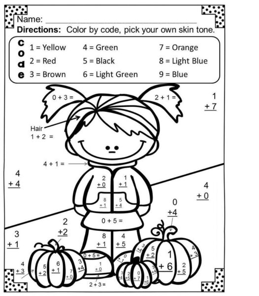Addition Coloring Worksheets 4th Grade Worksheet School