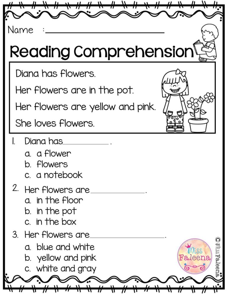 Reading Worksheet For Kindergarten