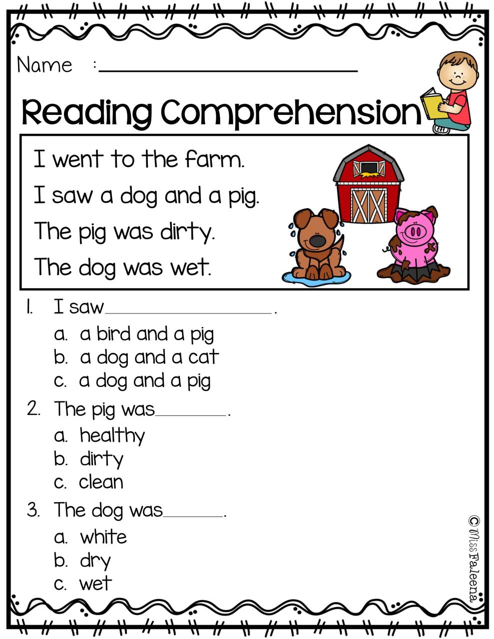 Reading Comprehension Workbooks For Kindergarten