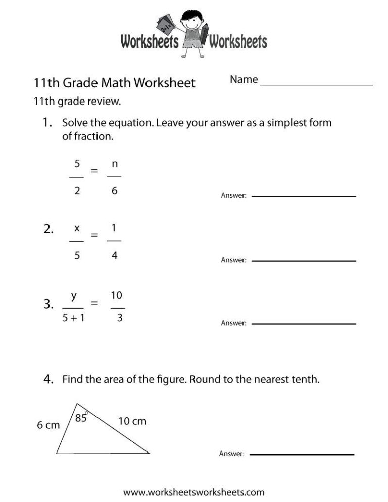 11th Grade Grade 11 Math Worksheets Pdf