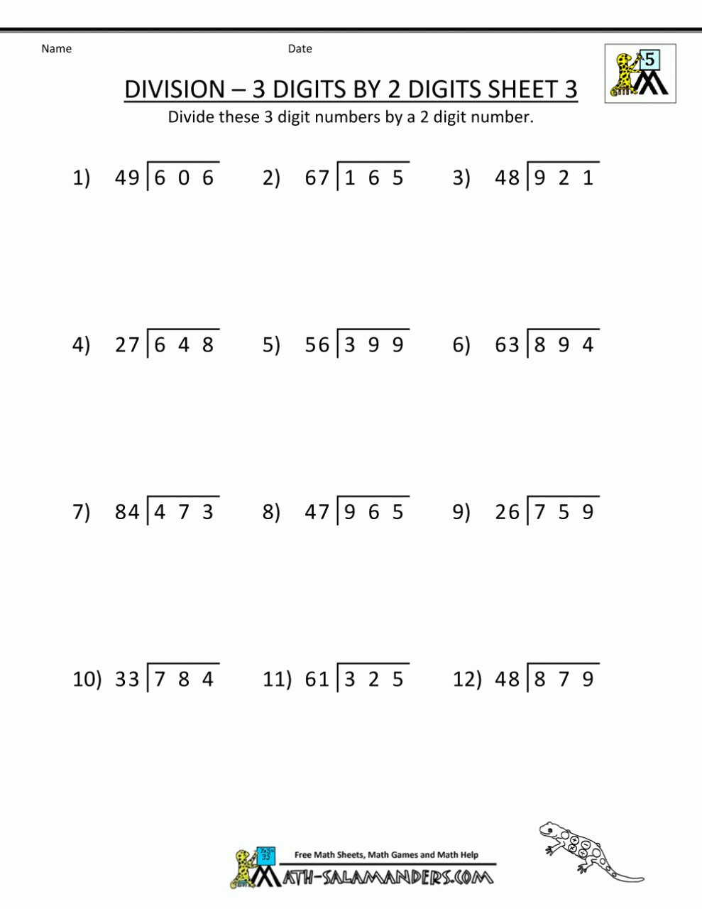 Grade 5 Long Division Worksheets With Answers