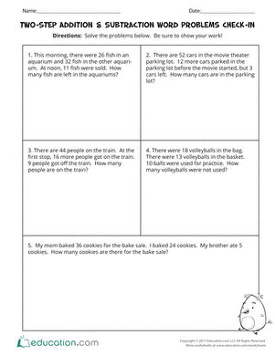 Two Step Addition Word Problems 3rd Grade