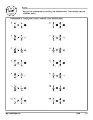 Dividing Fractions Worksheet 6th Grade Answer Key