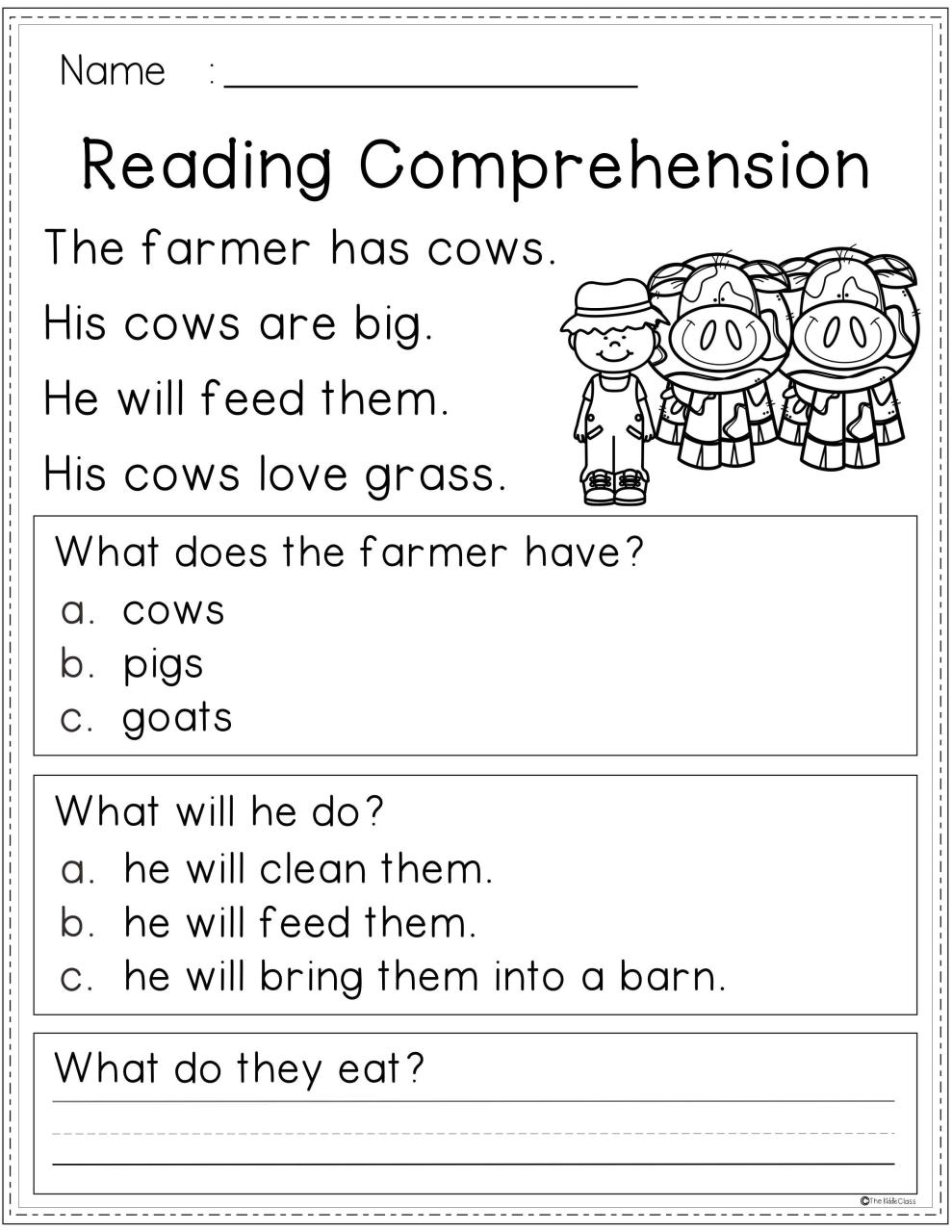 4th Grade Reading Comprehension Worksheets Multiple Choice