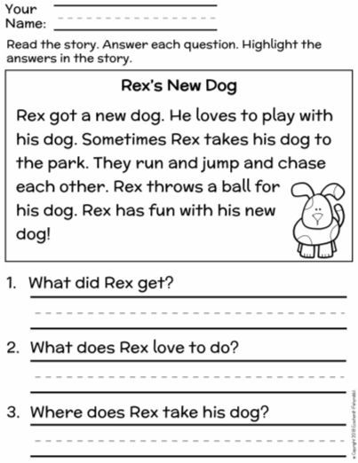 Reading Comprehension Grade 1 Worksheets Printable Free