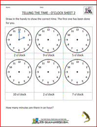 O'clock Worksheets For Kindergarten