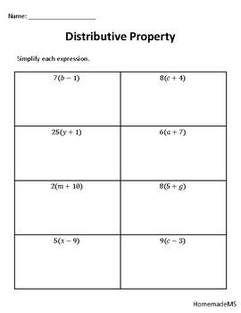 Factoring/distributive Property Worksheet Pdf