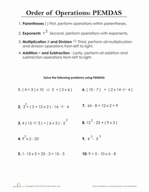 5th Grade Pemdas Worksheets With Answers
