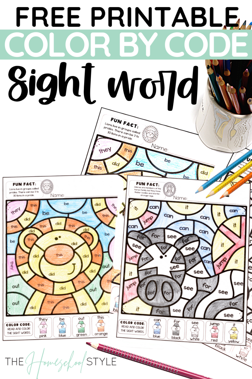 Free Color by Sight Word Animal Themed Editable Activities in 2020