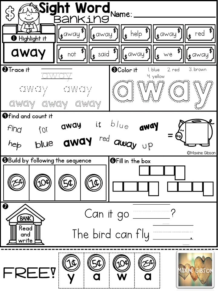 First Grade Sight Word Worksheets Free