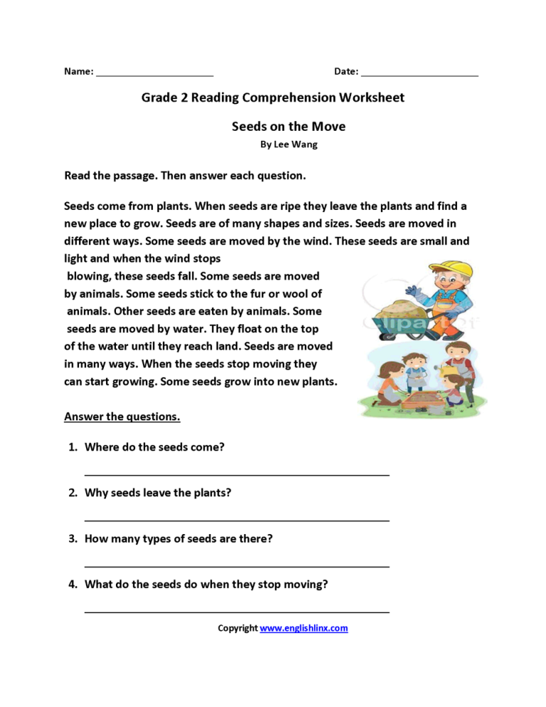 Reading Worksheets For Grade 2