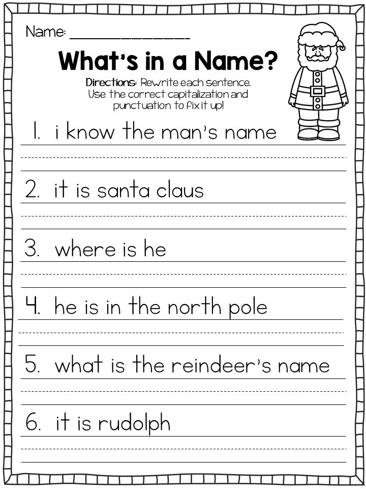 Sentence Punctuation Worksheets 1st Grade
