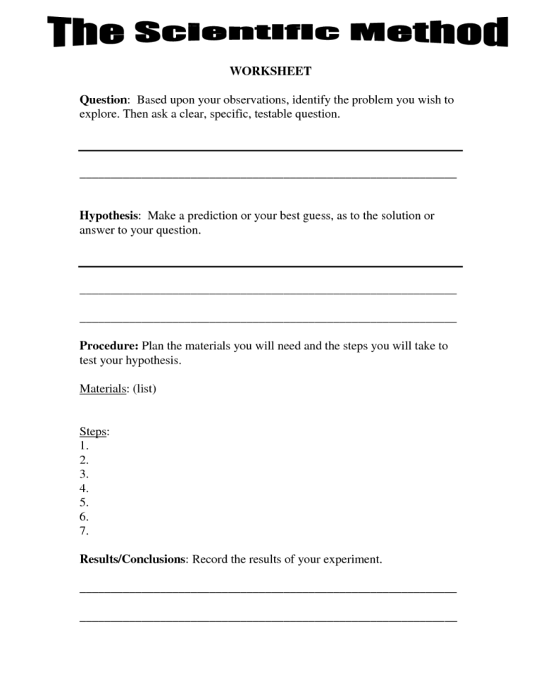 8th Grade Scientific Method Worksheet Answer Key
