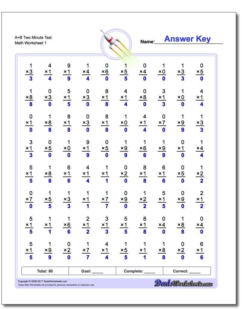 Free Printable Math Worksheets With Answer Key