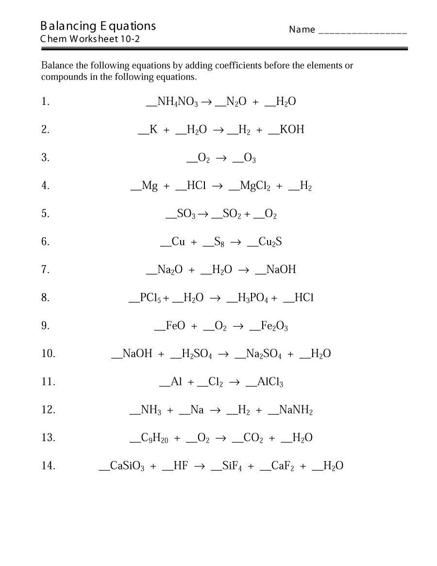 Download balancing equations 42 Chemical equation, Balancing
