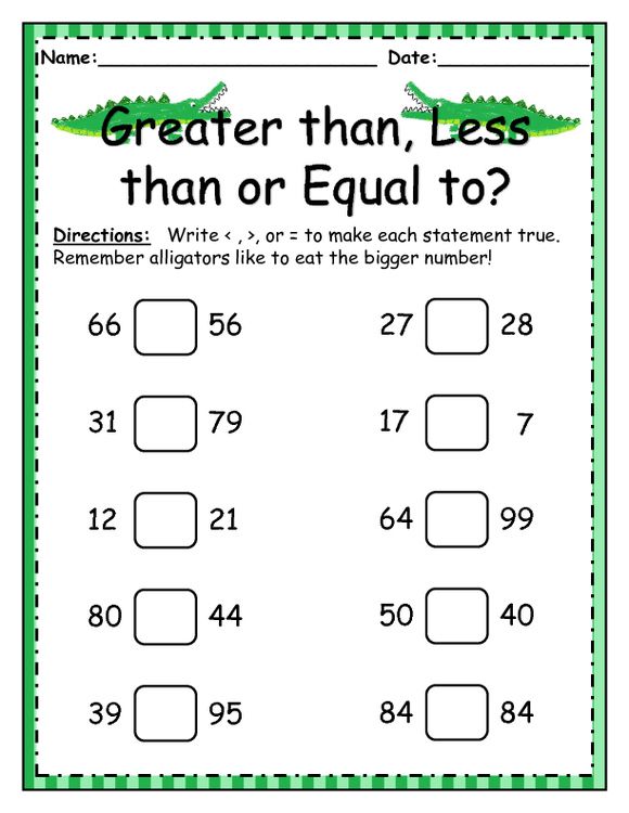 Math Worksheets For 1St Grade Greater Than Less Than