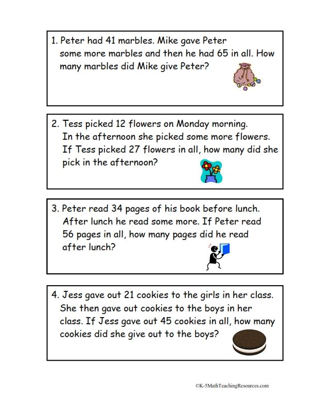 Subtraction And Addition Word Problems 2nd Grade