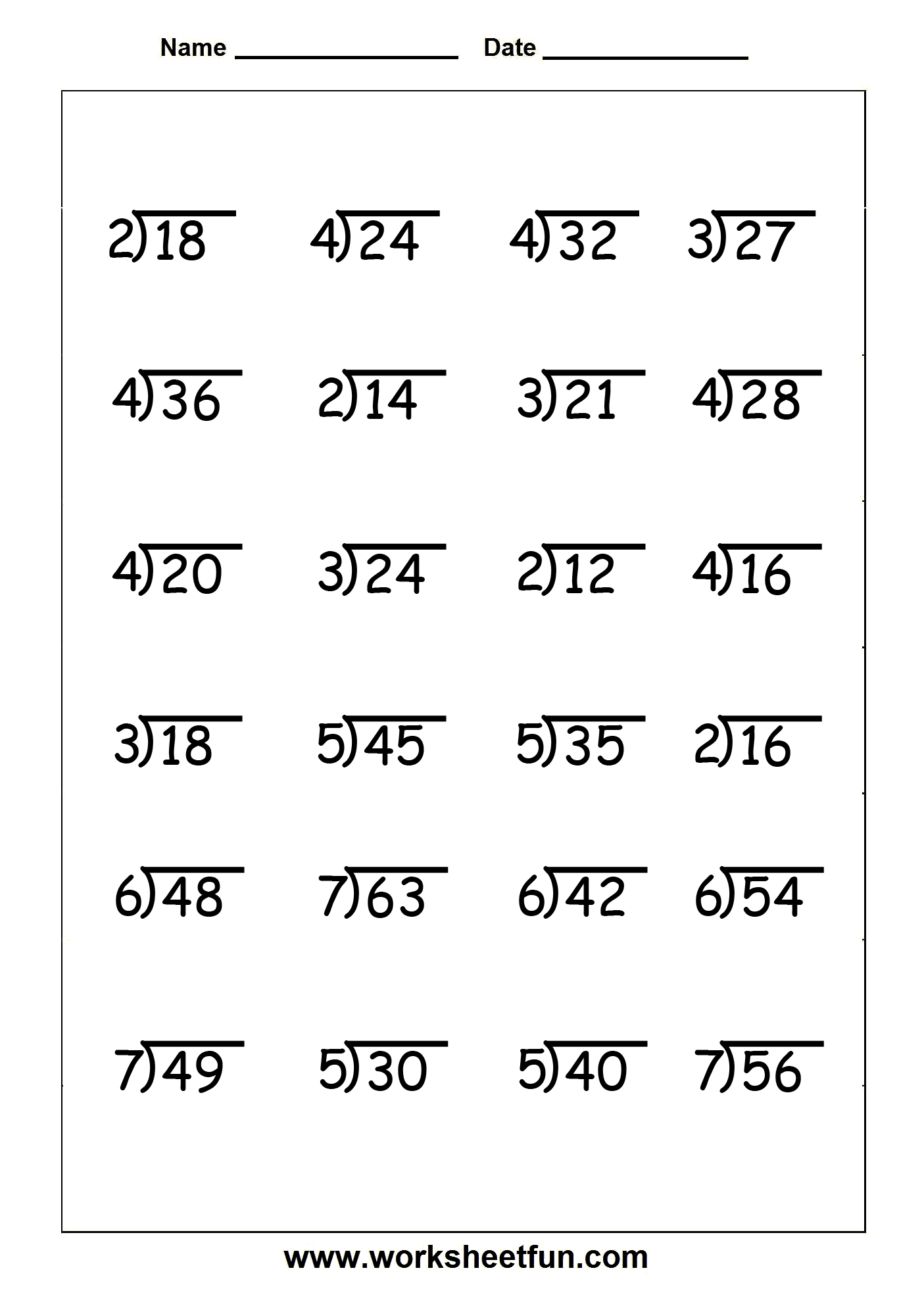 Division 4 Worksheets Free printable math worksheets, Division