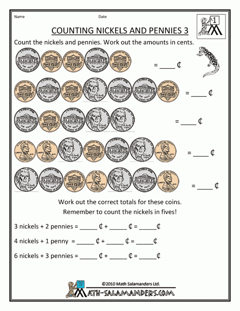 Touch Math Money Worksheets Free