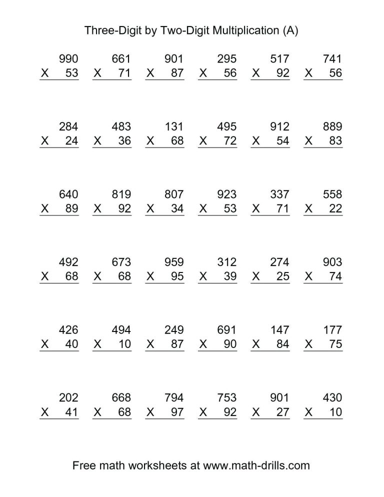 Printable Multiplication Sheets For 5th Grade