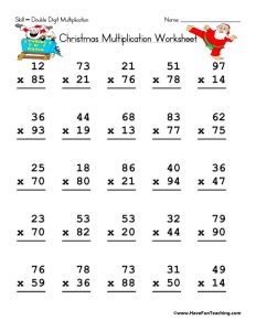 Christmas Double Digit Multiplication Worksheet • Have Fun Teaching